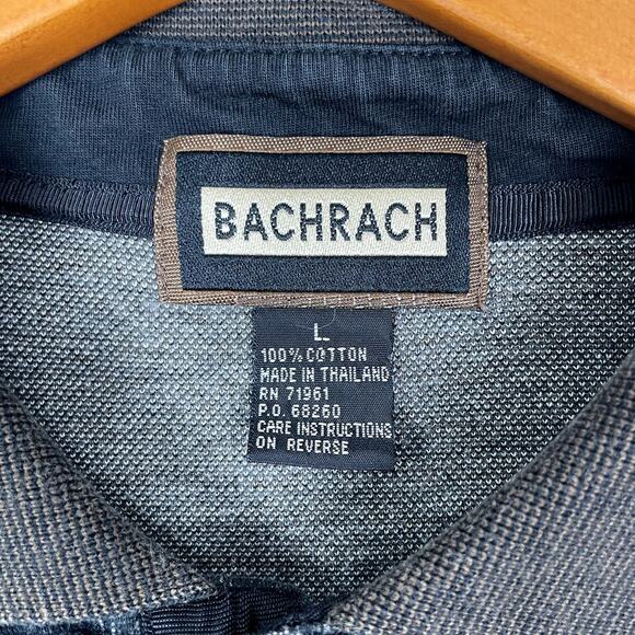 Vintage 90s Bachrach Long Sleeve Cotton Polo Shirt Neutral Size Large Retro - Picture 11 of 12